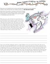 A worksheet from My Growing World life book; two stories of about the scenario behind why children were removed from their home